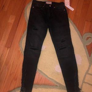 Free people black ripped jeans